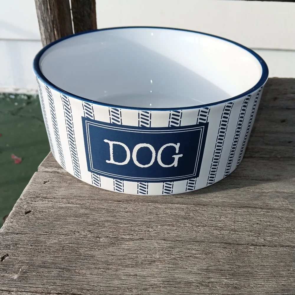 Petrageous Ceramic Dog Bowl~Country Blue~7 in×2 1/2 in